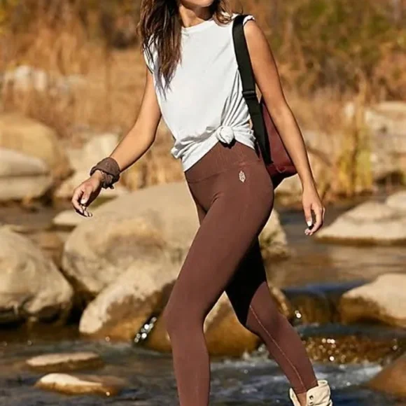 Free People - FP Movement Good Karma Bra + Legging Set - Chocolate - Picture 3 of 4